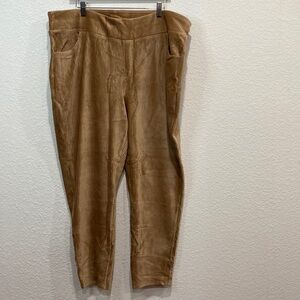 Denim&Co Women's Plus Size Knit Cord Pull On Style Tan Leggings Size 2X